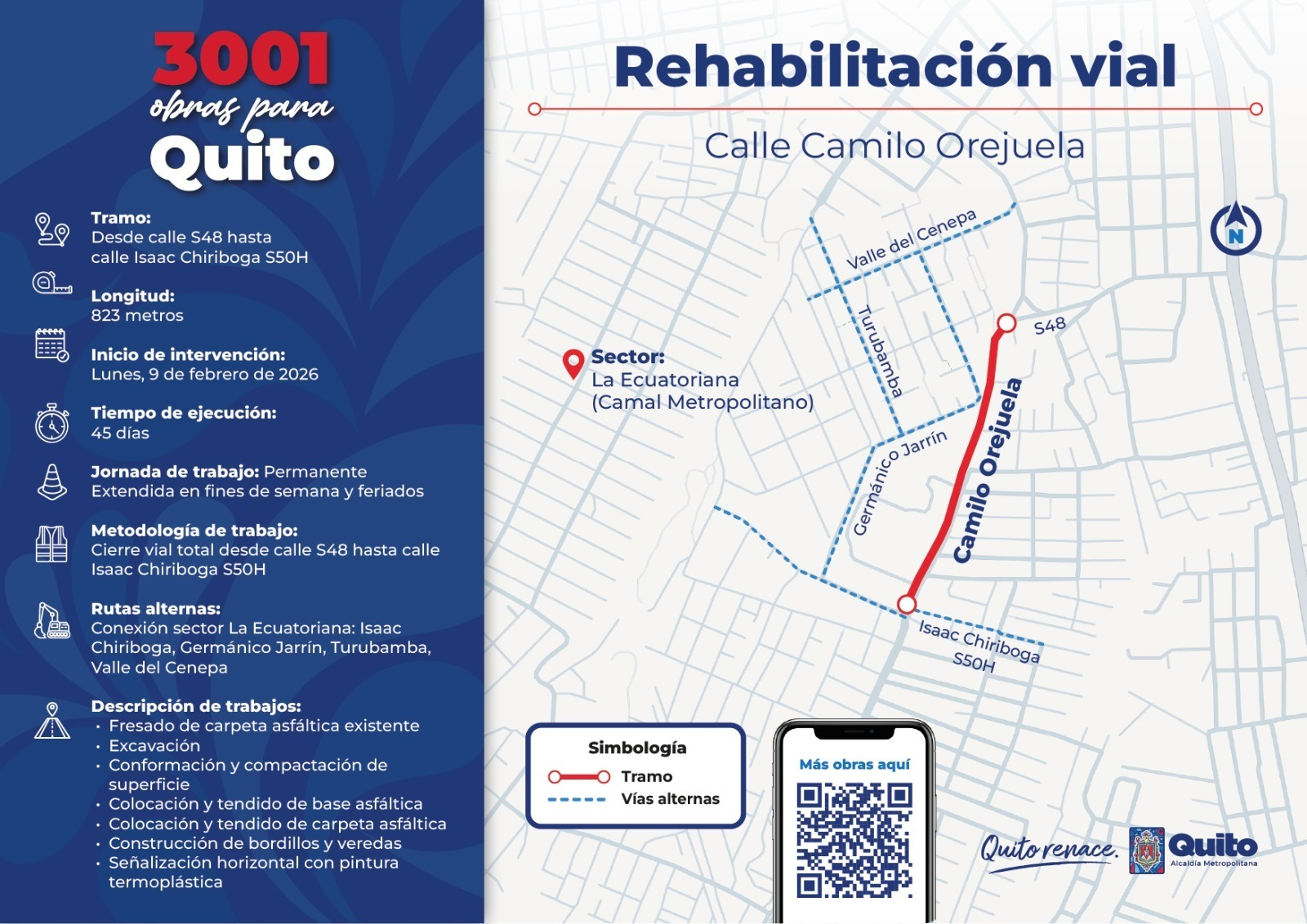 Foto intervención calle Camilo Orejuela - Guamaní