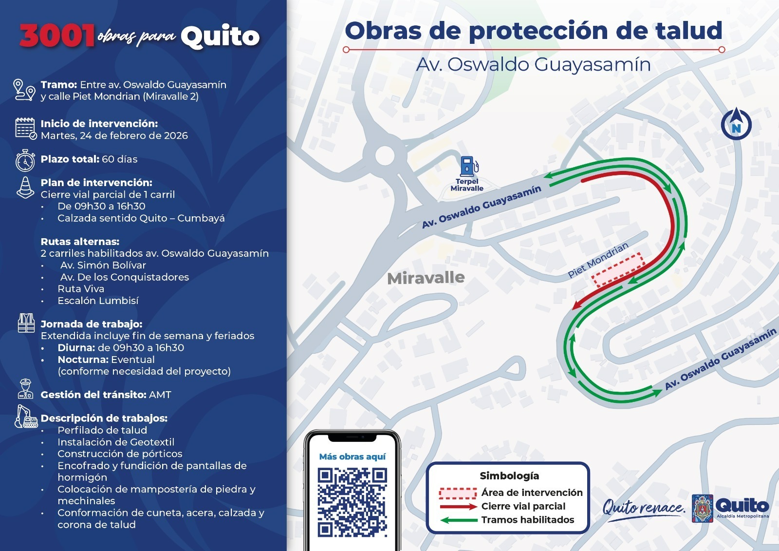 Foto intervención estabilización de talud - av. Oswaldo Guayasamín, sector Miravalle