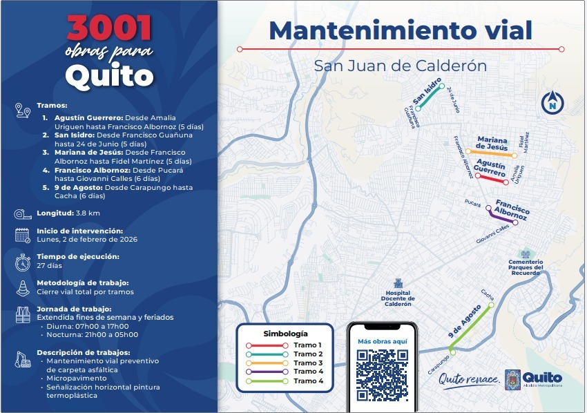 Mapa de intervención mantenimiento vial - Calderón