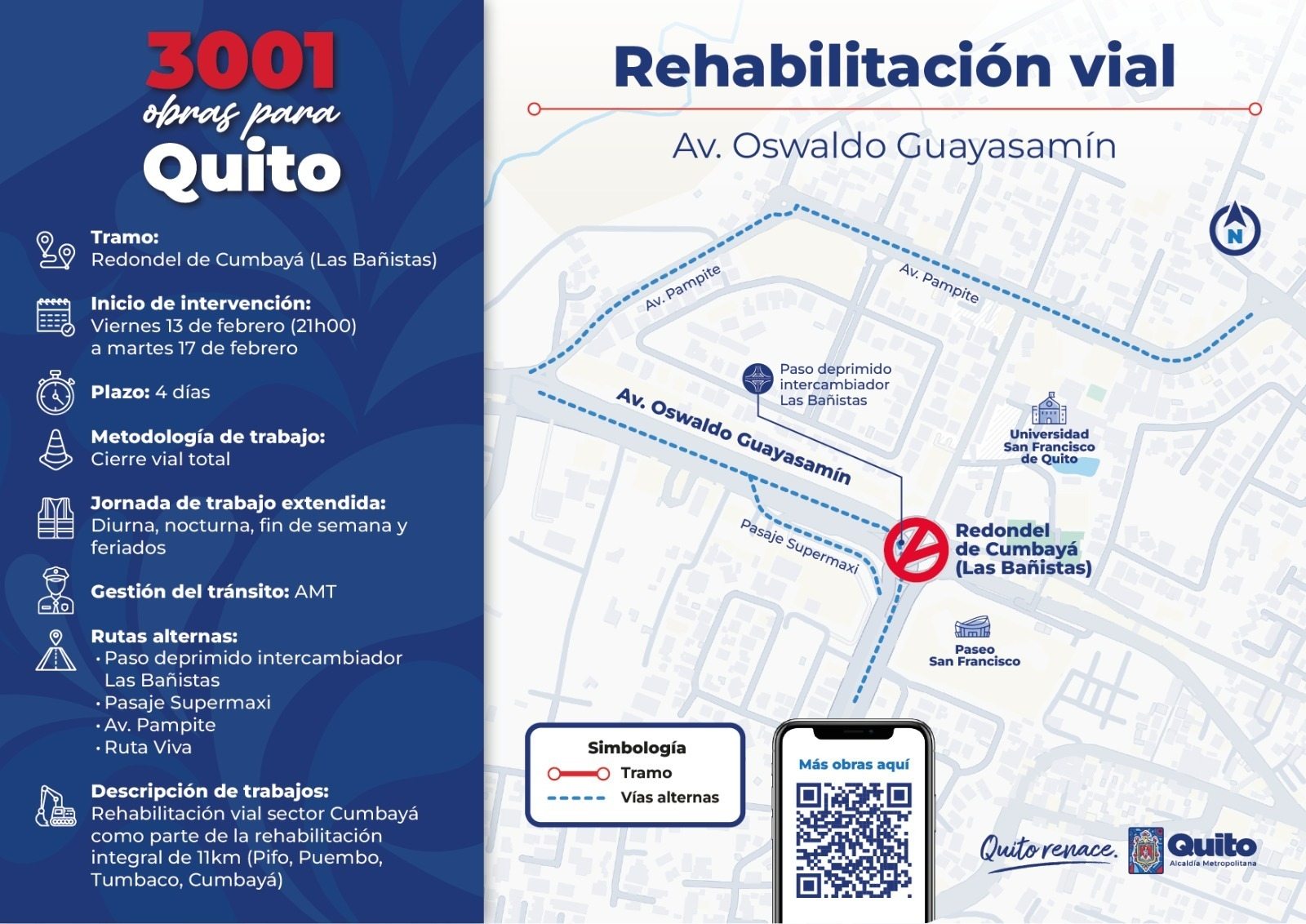 Foto intervención rehabilitación redondel Las Bañistas - Av. Oswaldo Guayasamín