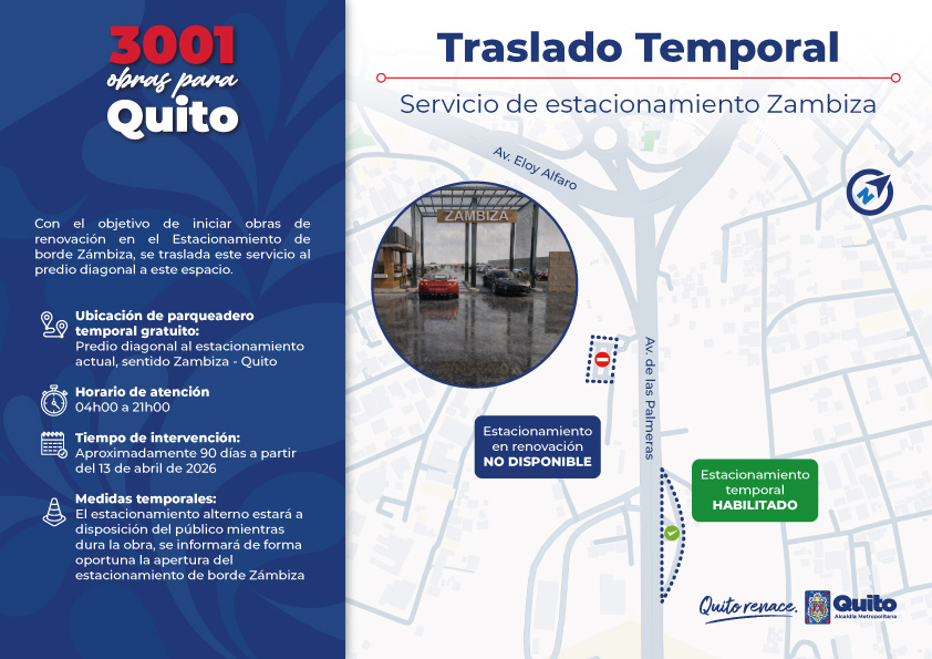 Personal de la Epmmop realizando trabajos de renovación y adecuación en el estacionamiento de borde Zámbiza