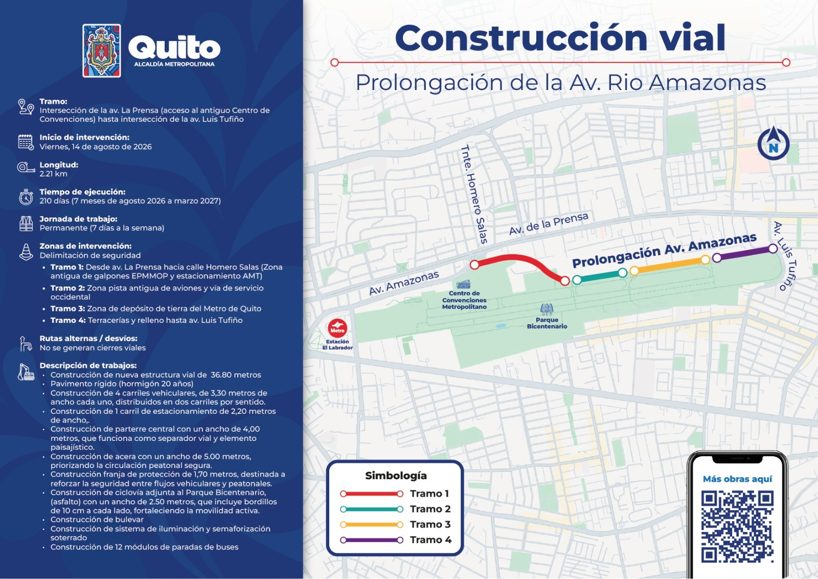 Construcción de la prolongación de la avenida Río Amazonas junto al Parque Bicentenario